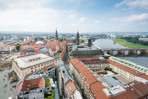 Panoráma města Drážďany a řeky Labe — Stock fotografie