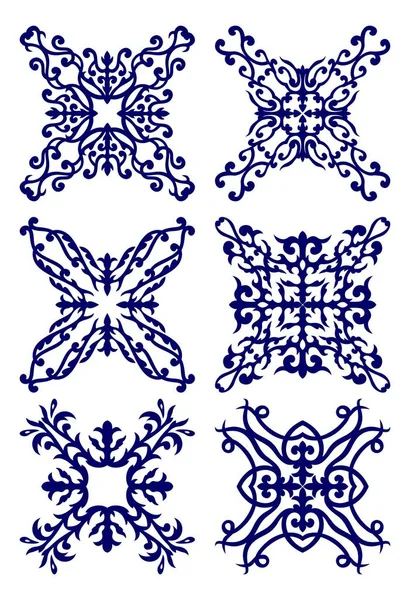 Beautiful Square Oriental Ornaments — Stock Vector