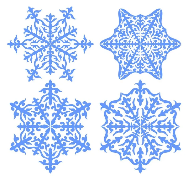 Belos Ornamentos Forma Floco Neve — Vetor de Stock