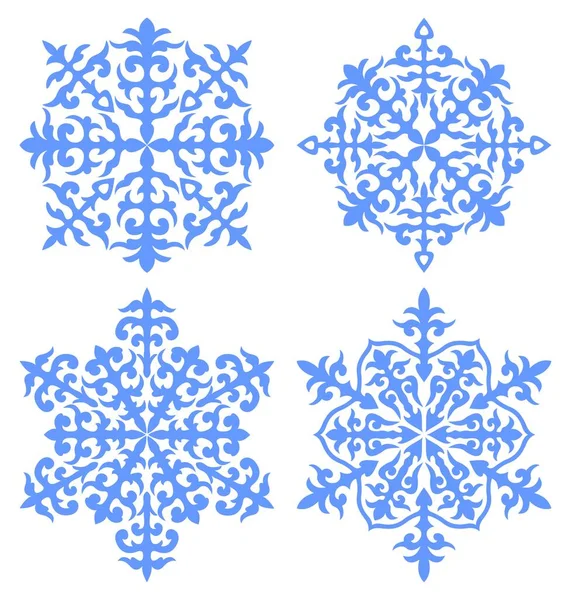 Belos Ornamentos Forma Floco Neve — Vetor de Stock