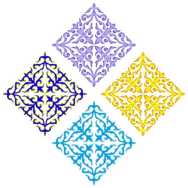 オリエンタルな菱形の装飾品4種 — ストックベクタ