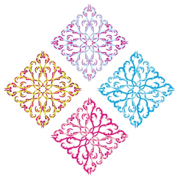 Oriental Rhombus Ornaments Four Type — Stock Vector