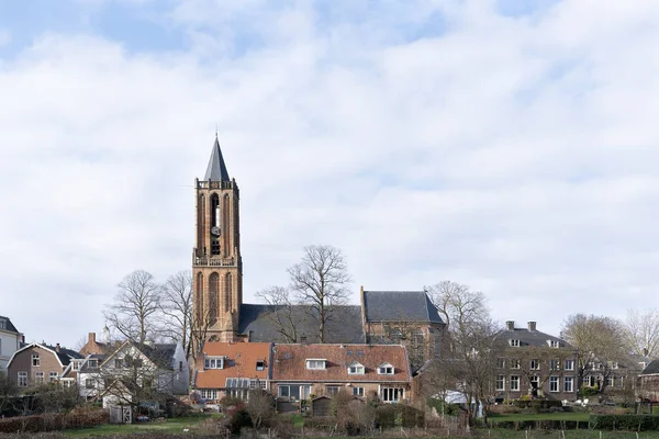 Stadsbild Byn Amerongen Nederländerna Med Kyrkans Hus Och Trädgårdar — Stockfoto