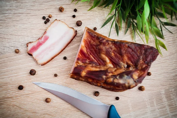 stock image Homemade smoked bacon