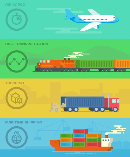Concezione logistica e dei trasporti in piano — Vettoriale Stock