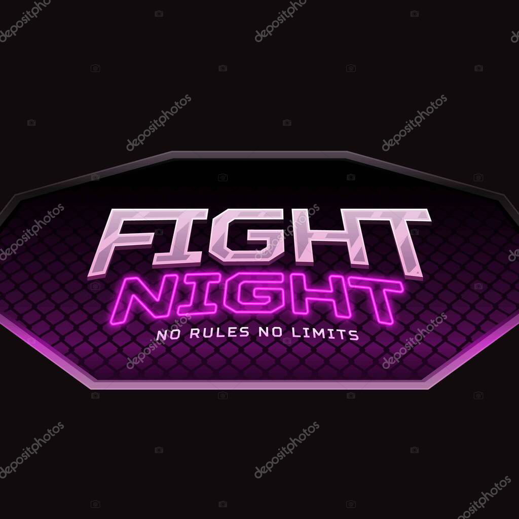 Fight night sign. Modern neon sport logo vector design.