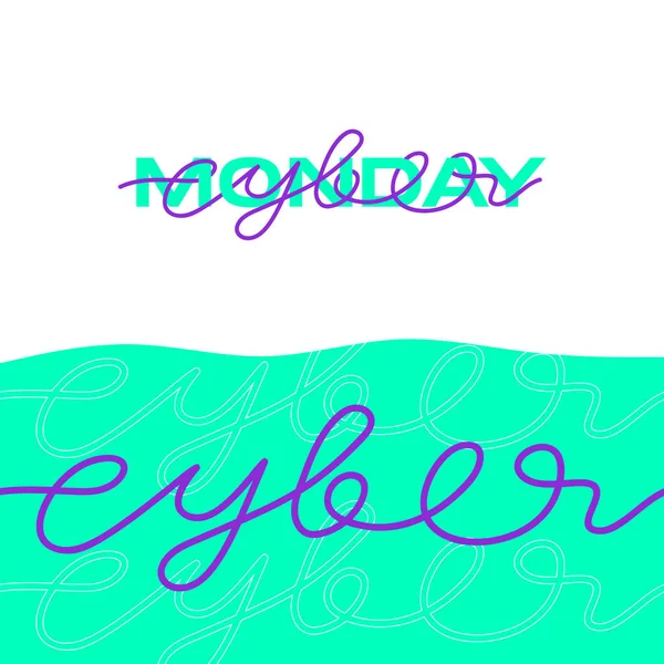 Cyber-Monday-Schriftzug. Verkauf Werbebanner. Vektorillustration. — Stockvektor