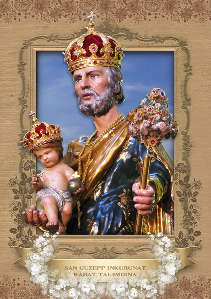 The crowned statue of Saint Joseph — Stock Photo, Image