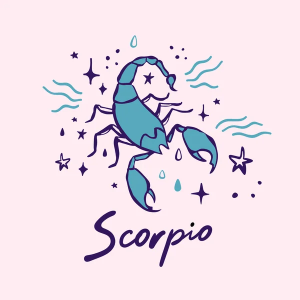 Signo Zodiacal Vector Dibujado Mano Escorpio — Vector de stock