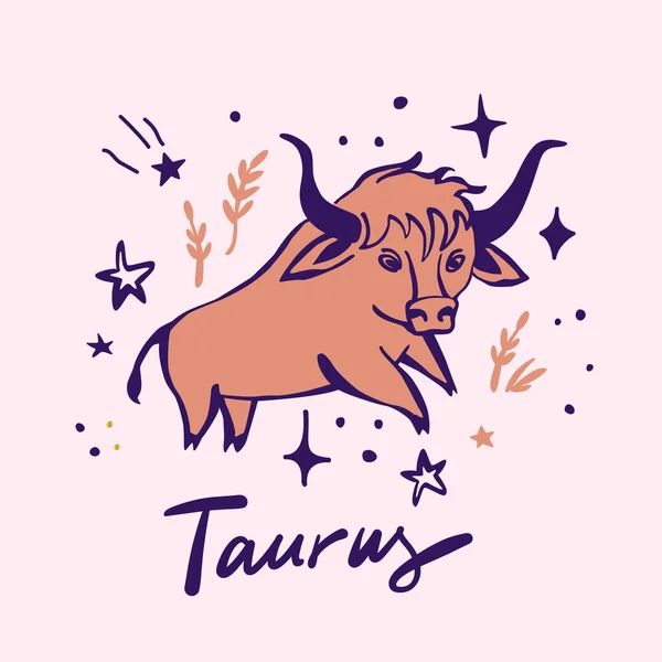 Ručně Kreslený Vektor Znamení Zvěrokruhu Taurus — Stockový vektor