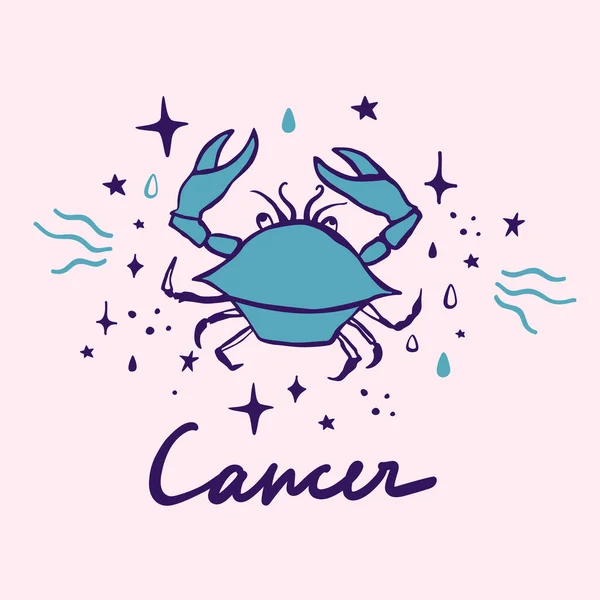 Signe Zodiaque Vectoriel Dessiné Main Cancer — Image vectorielle