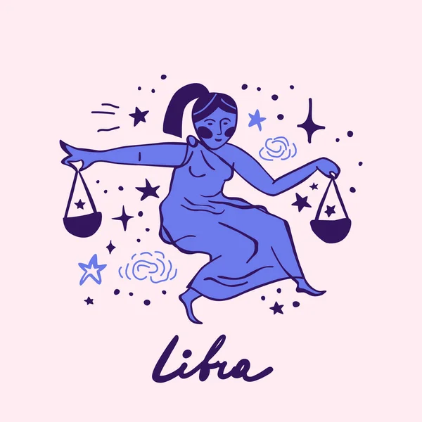 Signo Zodiacal Vector Dibujado Mano Libra — Vector de stock