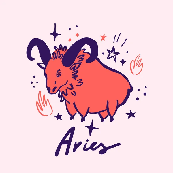 Signo Zodiacal Vector Dibujado Mano Aries — Vector de stock