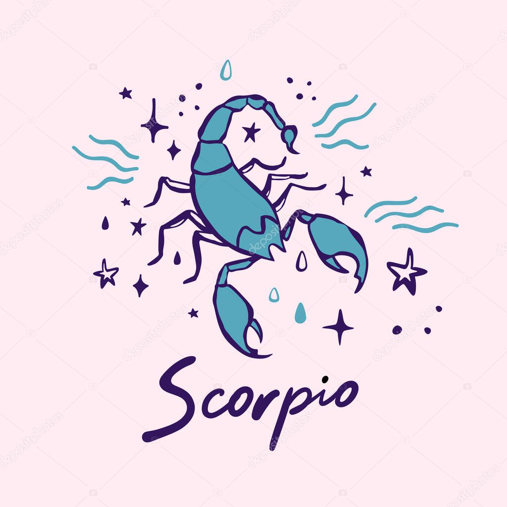 Hand drawn vector zodiac sign. Scorpio