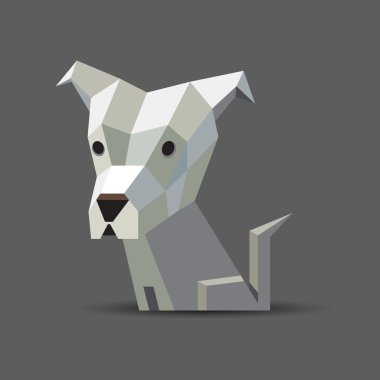 Origami köpek gri