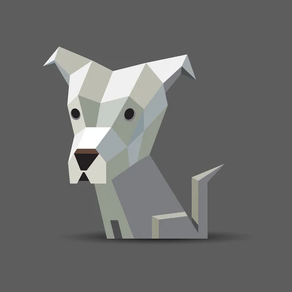 Origami cachorro cinza — Vetor de Stock
