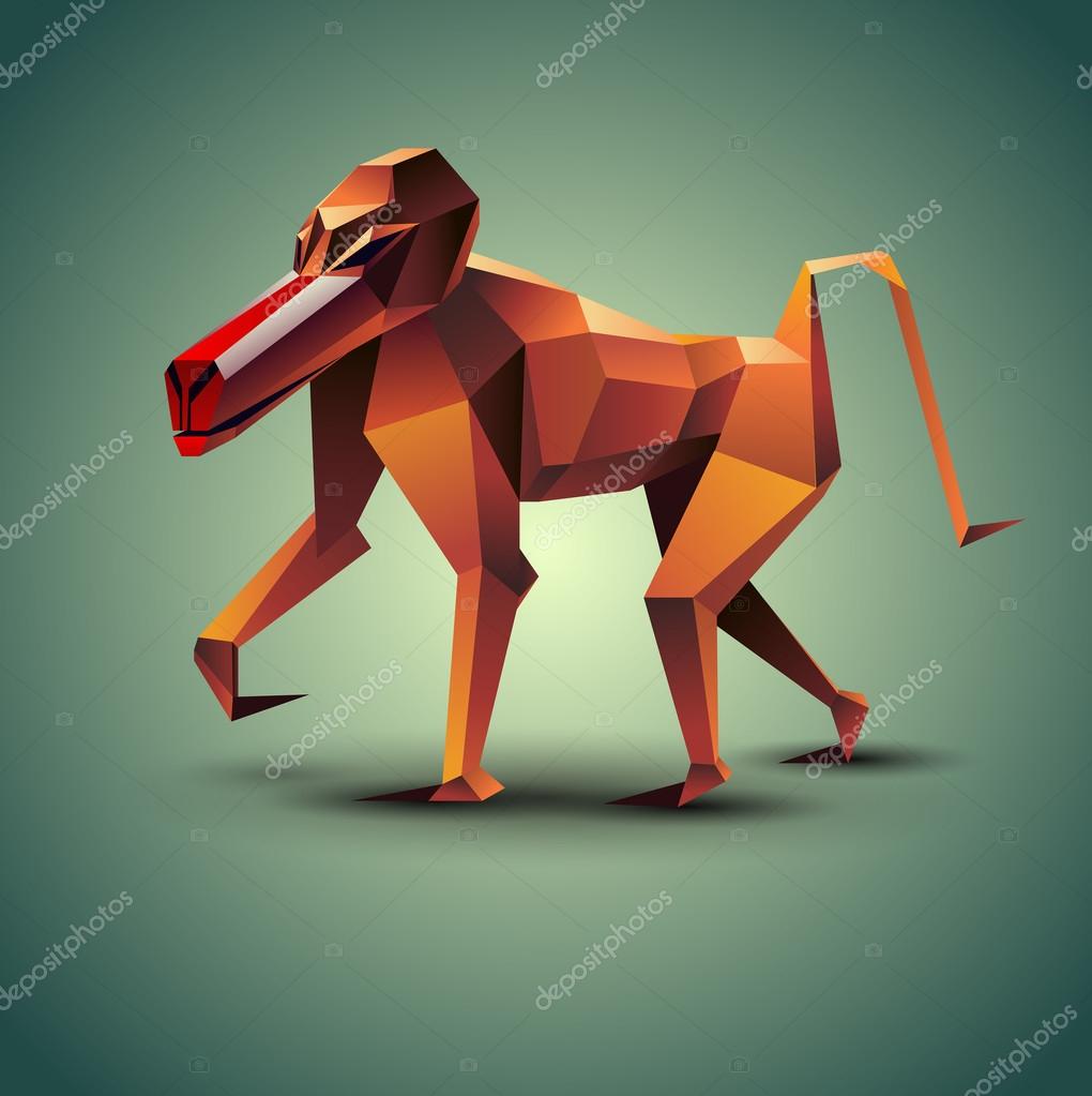 Vector Illustration of Polygonal Baboon Monkey