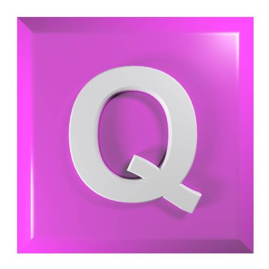 Alfabetik harf Q-3D resimleme ile pembe kare tuşuna bas