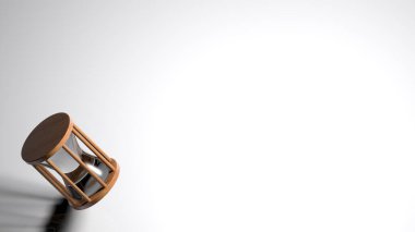 Beyaz arkaplan sol alt köşede bir kum saati whit - 3 boyutlu resimleme