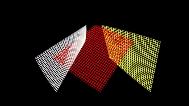 Abstrakcyjne Kolorowe Powierzchnie Ramki Drutu Zginają Się Obracają Podczas Przecinania — Wideo stockowe