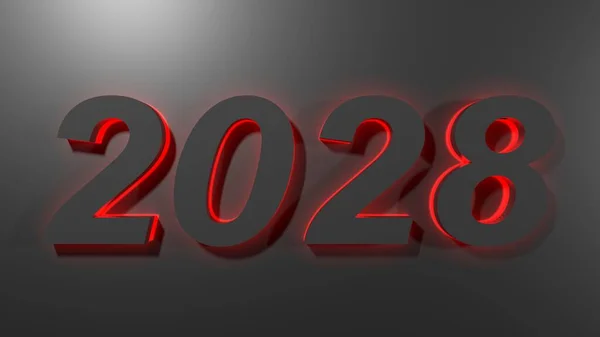 2028 Μαύρο Γράφουν Μαύρη Επιφάνεια Πράσινο Φόντο Απεικόνιση Απόδοση — Φωτογραφία Αρχείου