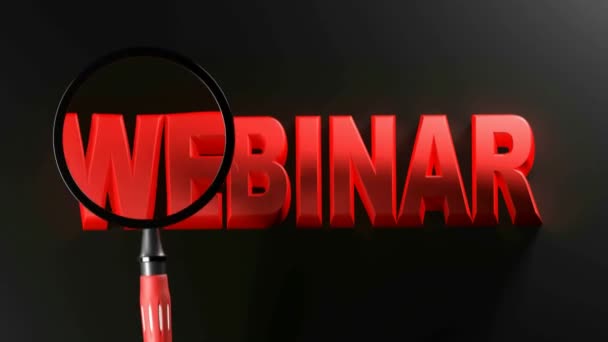 Penulisan Webinar Melewati Latar Belakang Hitam Dan Pembesarnya Melewatinya Klip — Stok Video