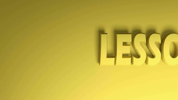 黄色の文字で書き込みLesson 右側から左側へと続く匿名の背景 3Dレンダリングビデオクリップアニメーション — ストック動画