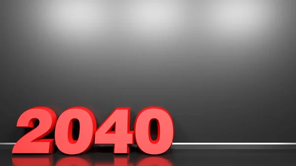 2040赤文字黒光沢のある壁の背景 3Dレンダリングイラスト — ストック写真