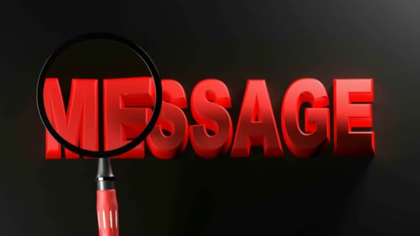 Message Écriture Passe Sur Fond Noir Tandis Une Loupe Passe — Video