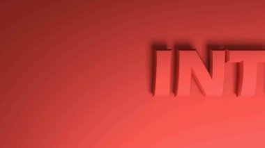 Kırmızı yazı INTRO INTRODUCTION için kalır kırmızı arkaplanda geçişler sağdan sola - 3D hazırlama video klip canlandırması