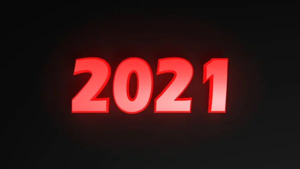 2021 Κόκκινη Γραφή Μαύρο Φόντο Απεικόνιση Απόδοση — Φωτογραφία Αρχείου