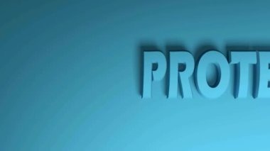 Mavi yazıcı PROTECTED 'i sağdan sola mavi arkaplandan geçirerek, 3 boyutlu video klip canlandırması oluşturur