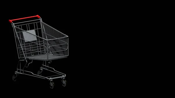 Shopping Cart Isolated Black Background Rendering Illustration — Stockfoto