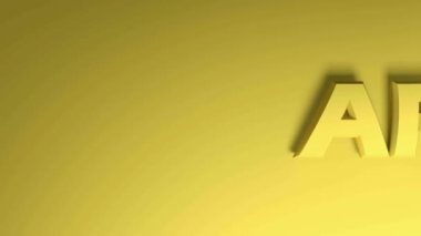 APR yazısının APRIL sarısı için kalması sarı arkaplanda sağdan sola geçerek yazılması - 3D video klip canlandırması