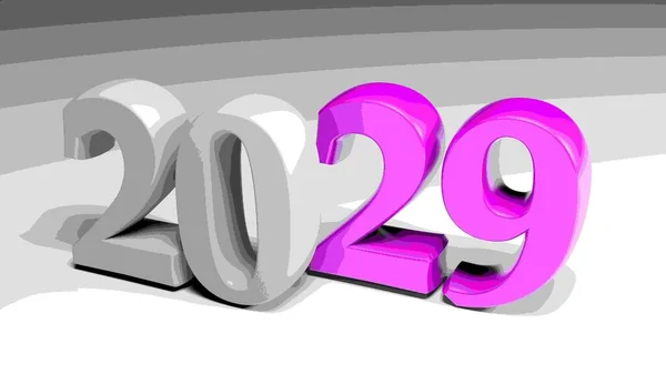 2029 Grijs Paars Schrijven Grijze Achtergrond Weergave Illustratie — Stockfoto
