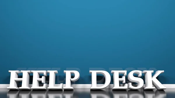 Help Desk Спирається Синю Стіну Ілюстрація Рендеринга — стокове фото