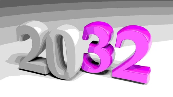 2032 Grigio Viola Scrivere Sfondo Grigio Illustrazione Rendering — Foto Stock