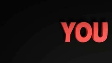 Kırmızı yazıda You WIN siyah arkaplanı sağdan sola aktarıyor - 3 boyutlu video klip canlandırması