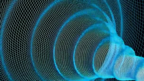 Una Cuadrícula Azul Abstracta Espiral Fondo Giratorio Renderizado Animación Clip — Vídeos de Stock
