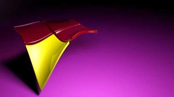 紫色のピンクの背景に黄色と赤のロゴを振る 3Dレンダリングイラスト — ストック写真