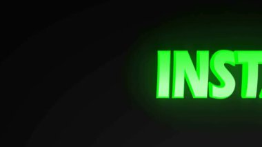 Siyah arkaplanda sağdan sola geçen yeşil ışıklı harflerle INSTALL yazımı - 3 boyutlu video klip canlandırma canlandırması