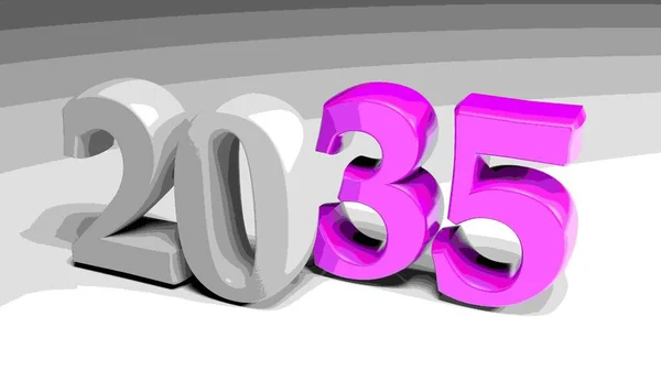 2035グレーと紫の文字がグレーの背景に 3Dレンダリングイラスト — ストック写真