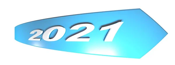 2021 Kék Nyíl Fehér Háttér Renderelés Illusztráció — Stock Fotó