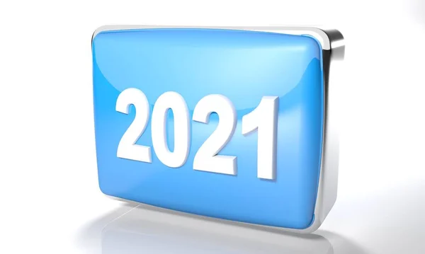 2021年白色背景上光滑的蓝色盒子 3D渲染插图 — 图库照片