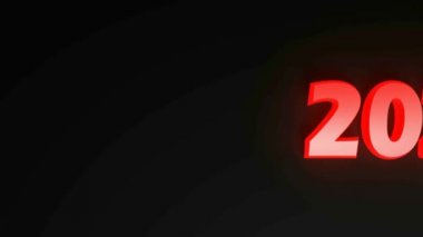 Siyah arkaplanda kırmızı ışıklandırılmış karakterlerle 2021 yazımı - 3D görüntüleme videosu