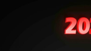 Siyah arkaplanda kırmızı ışıklandırılmış karakterlerle 2022 yazımı - 3D görüntüleme videosu