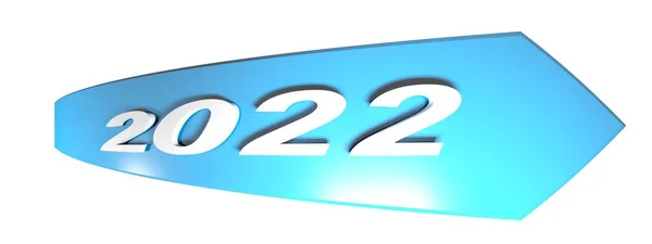 2022 Flèche Bleue Sur Fond Blanc Illustration Rendu — Photo