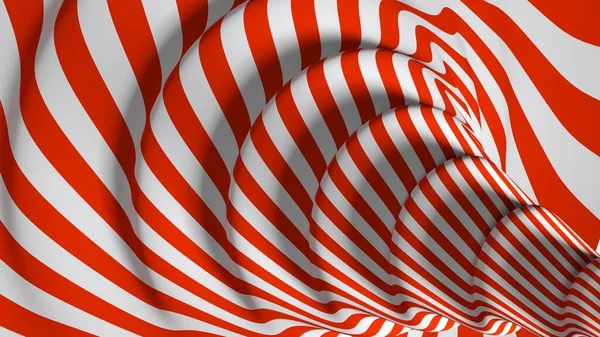Абстрактный Фон Волнистыми Красными Белыми Полосами Иллюстрация Рендеринга — стоковое фото