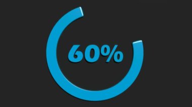 % 60 civarında dönen mavi bir daire, siyah arkaplan üzerine mavi ile yazılıyor - 3 boyutlu video klip canlandırması