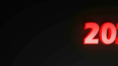 Siyah arkaplanda kırmızı ışıklandırılmış karakterlerle 2028 yazımı - 3D görüntüleme videosu